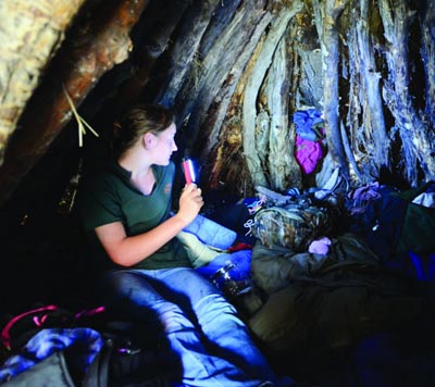 Inside view of wickiup.