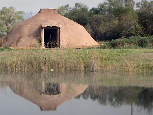 Modernized concrete earthlodge.