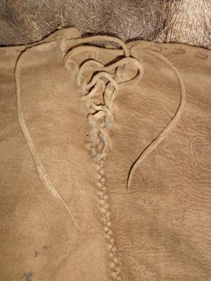 buckskin shirt with baseball lacing.