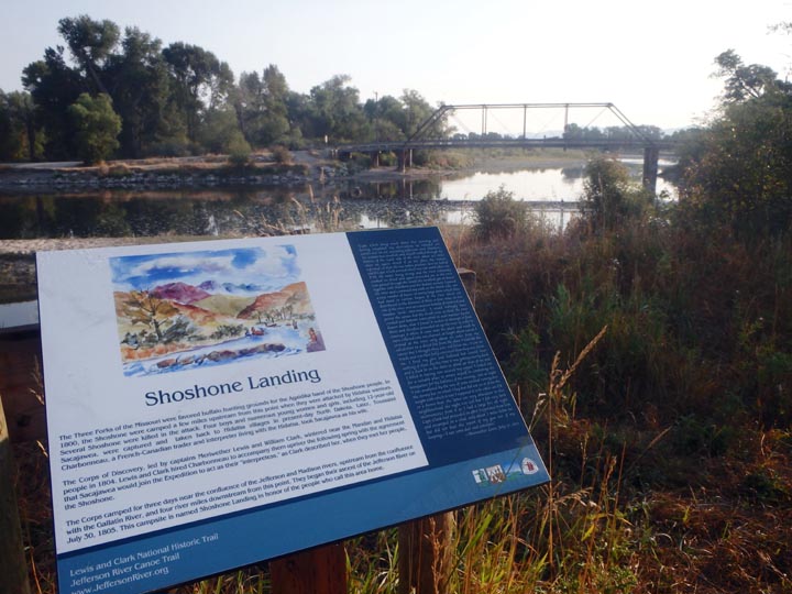 Interpretive sign at Shoshone Landing by Old Town Bridge.