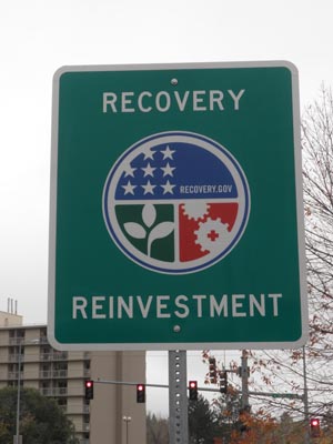 Recovery and Reinvestment sign.