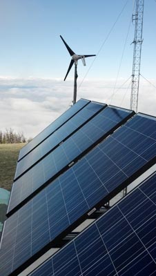 Solar panels with Wind generator.