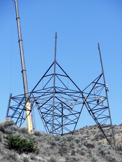 Transmission line under construction.