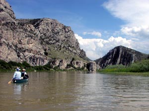 Canoeing the Jefferson River near Sappington, MT.